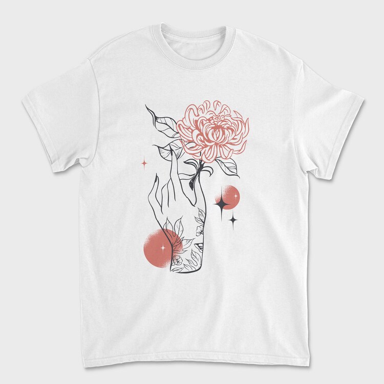 Tattoo Hand And Flower Chrysanthemum, Tricou Barbati (Unisex)
