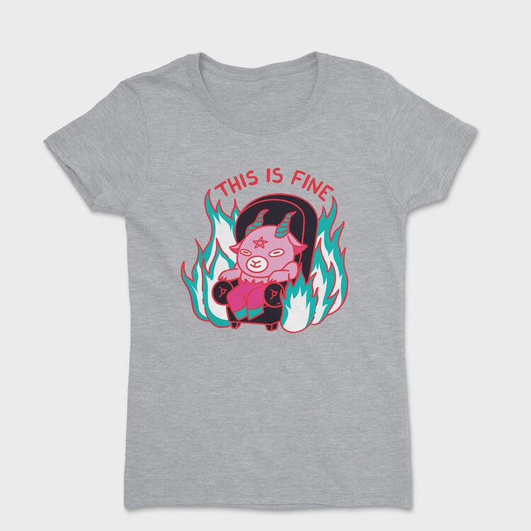 This Is Fine Baphomet Meme, Tricou Femei