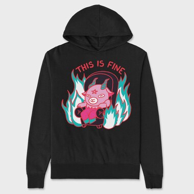 This Is Fine Baphomet Meme, Hanorac Oversize Barbati (Unisex)