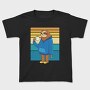 Tired Sloth Drinking Coffee Lazy Retro Sunset, Tricou Copii