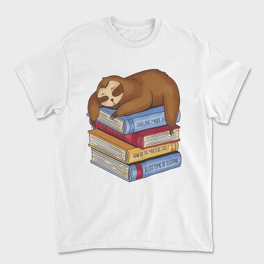 Librarian Sloth Sleeping Books, Tricou Barbati (Unisex)