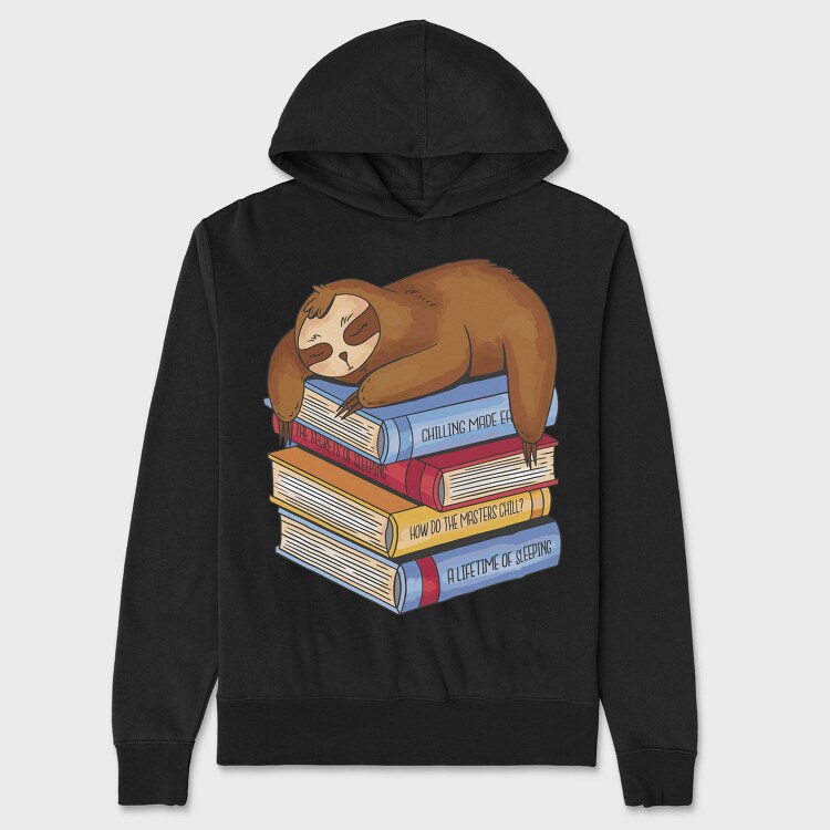 Librarian Sloth Sleeping Books, Hanorac Oversize Barbati (Unisex)