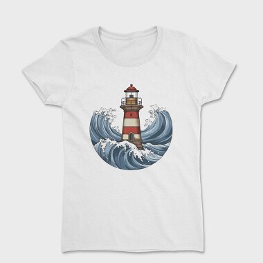 Lighthouse And Waves Sea, Tricou Femei