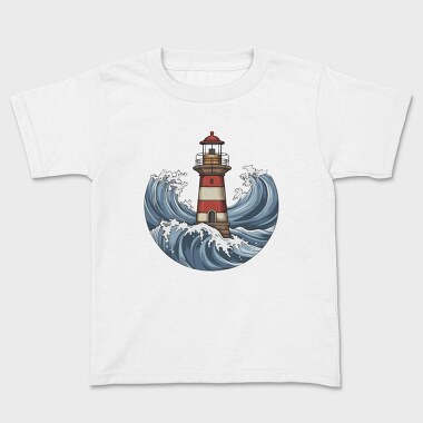 Lighthouse And Waves Sea, Tricou Copii