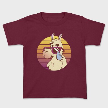 Llama Animal With Sunglasses, Tricou Copii