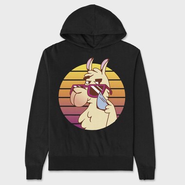 Llama Animal With Sunglasses, Hanorac Oversize Barbati (Unisex)
