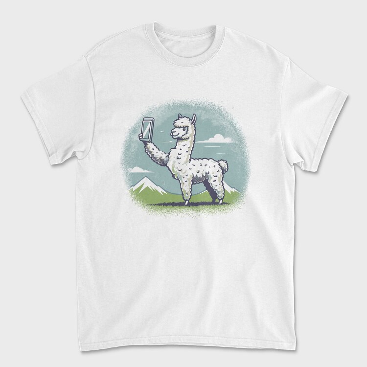 Llama Selfie Request, Tricou Barbati (Unisex)