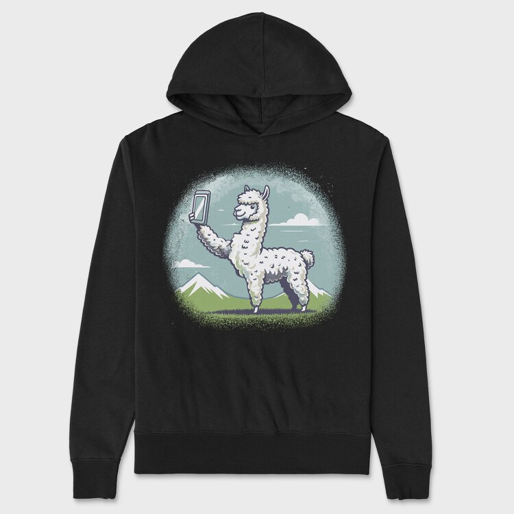 Llama Selfie Request, Hanorac Oversize Barbati (Unisex)