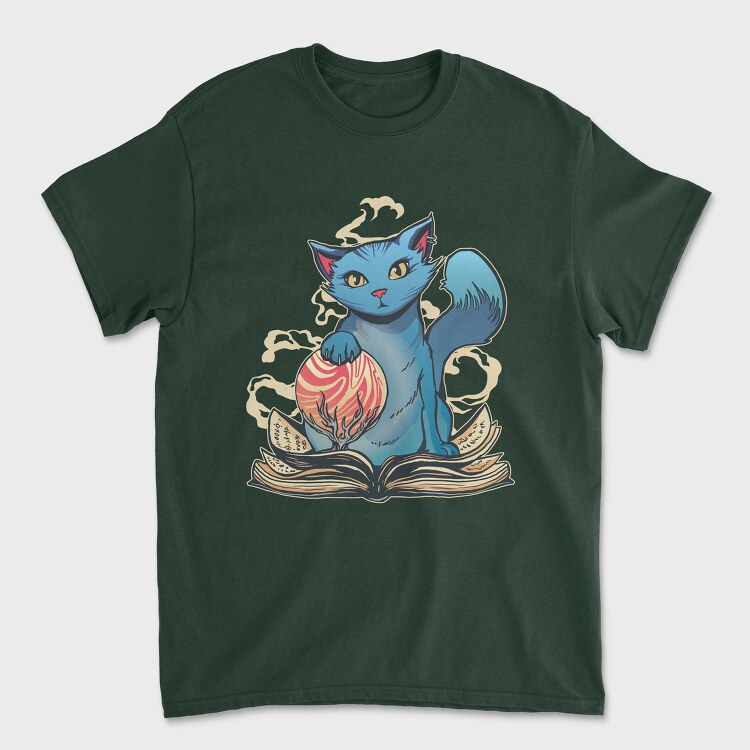 Magical Cat With Book Whimsical, Tricou Barbati (Unisex)