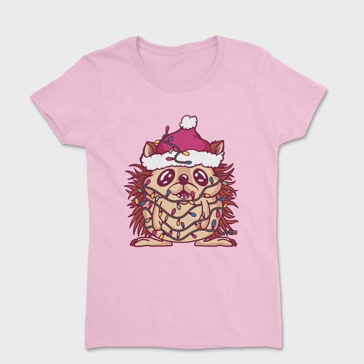Hedgehog In Christmas Lights, Tricou Femei