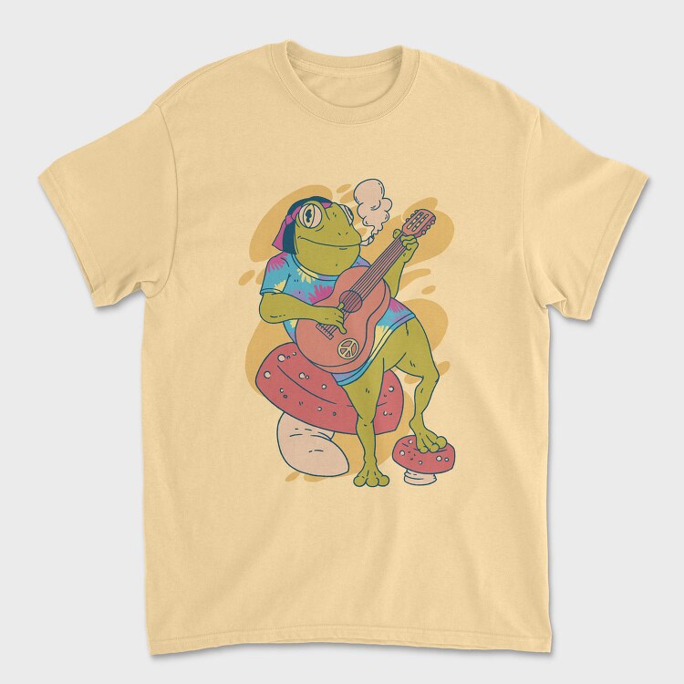 Hippie Frog Playing Guitar, Tricou Barbati (Unisex)