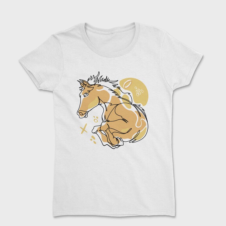Horse Animal Continuous Line Jumping, Tricou Femei