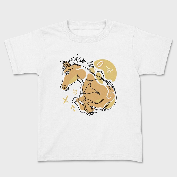 Horse Animal Continuous Line Jumping, Tricou Copii