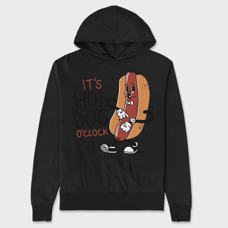 Hot Dog Cartoon Oclock, Hanorac Oversize Barbati (Unisex)
