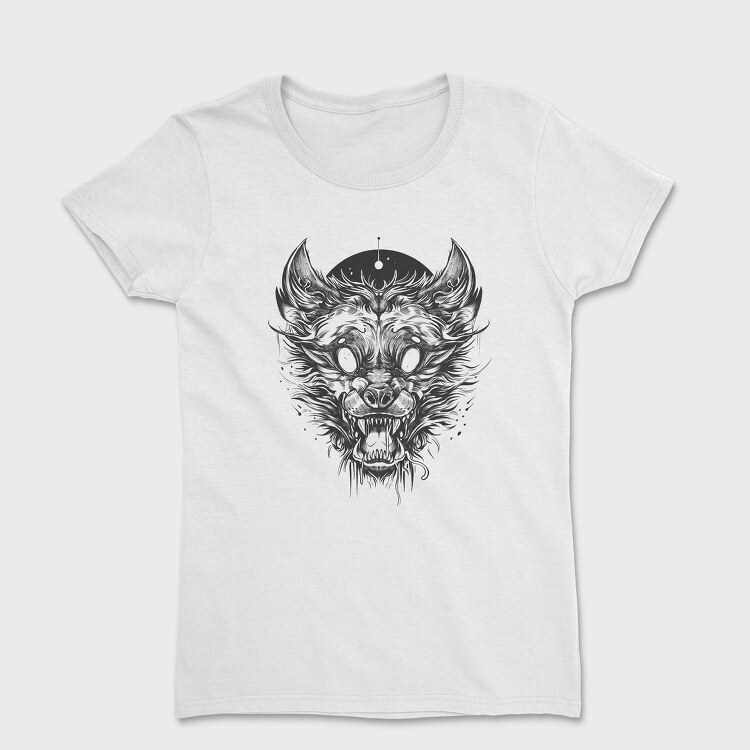 White Eyes Wolf Creature Goth, Tricou Femei