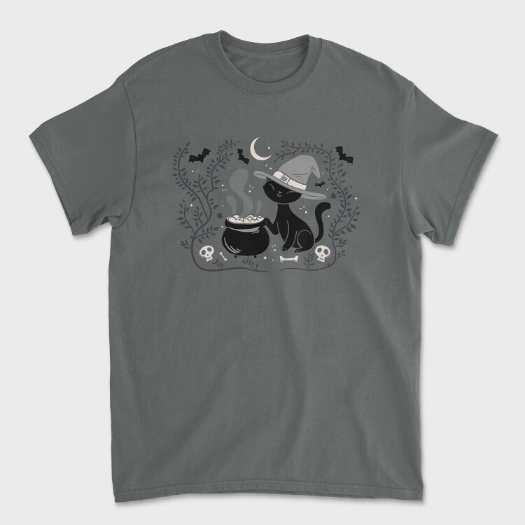 Witch Cat Halloween Illustration 3, Tricou Barbati (Unisex)