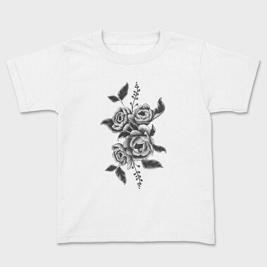 Peony Flower And Leaves Tattoo, Tricou Copii