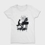 Piano Man Silhouette Grunge, Tricou Femei