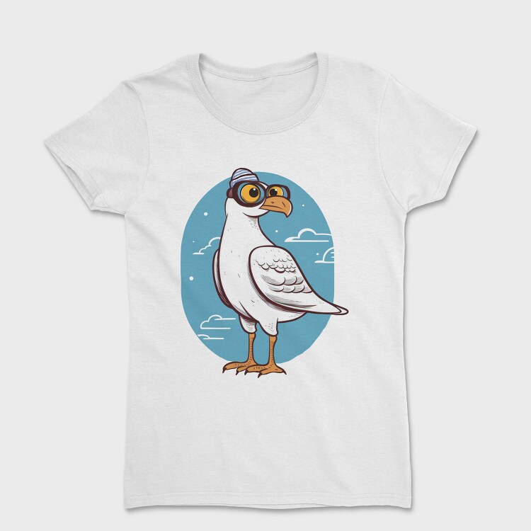 Seagull With Eyeglasses Character, Tricou Femei