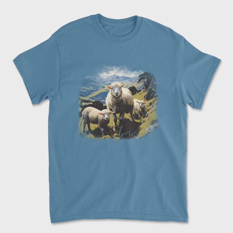 Sheep And Lambs Hillside, Tricou Barbati (Unisex)