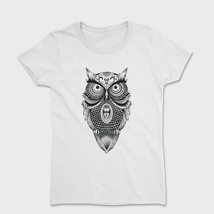 Mandala Owl Illustration 001, Tricou Femei
