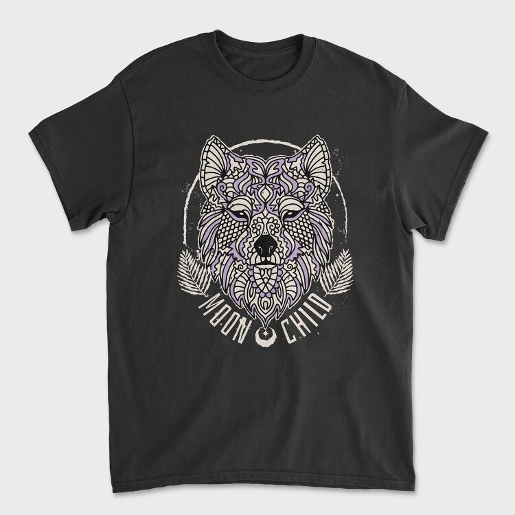 Mandala Wolf Moon Child Tote, Tricou Barbati (Unisex)