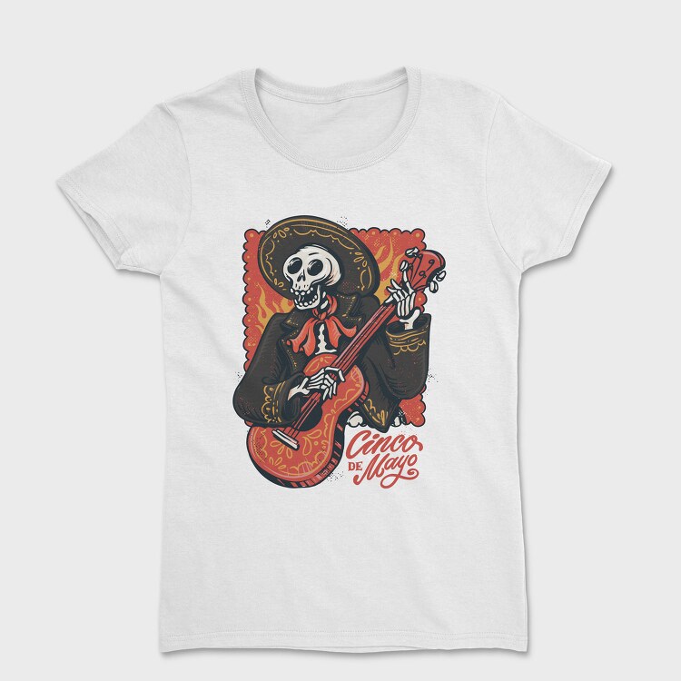 Mariachi Skeleton Cinco De Mayo Vintage, Tricou Femei