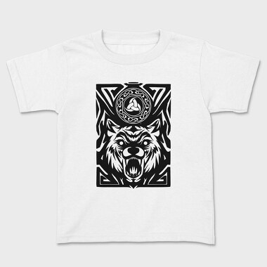 Wolf Animal And Celtic Symbol Tribal, Tricou Copii
