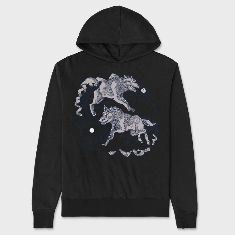 Wolves From Norse Mythology Skoll Hati, Hanorac Oversize Barbati (Unisex)