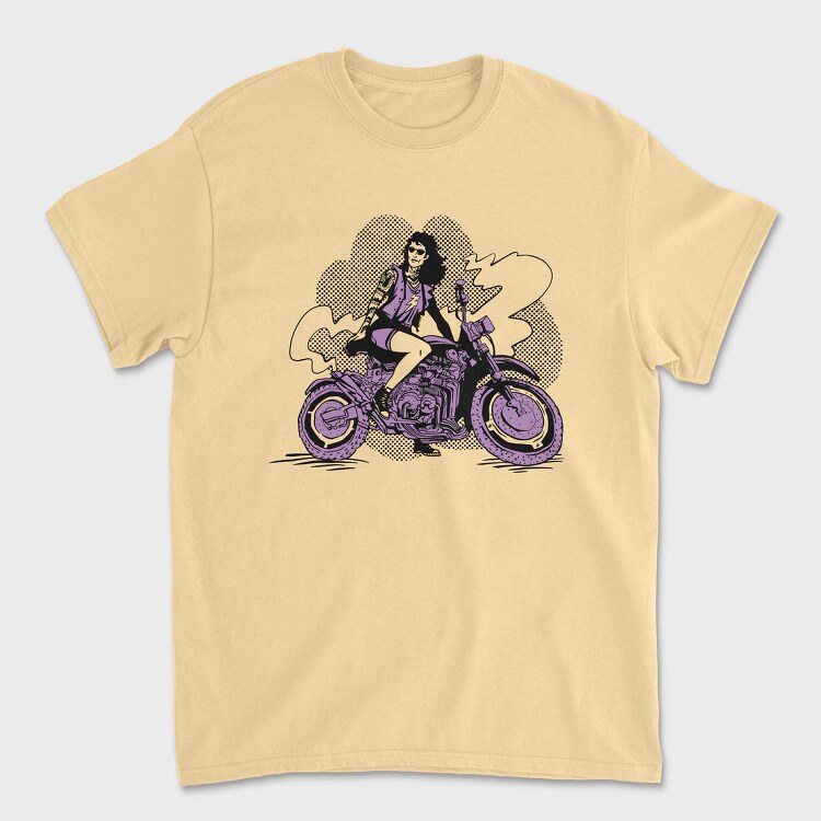 Woman In Motorcycle Biker Girl, Tricou Barbati (Unisex)