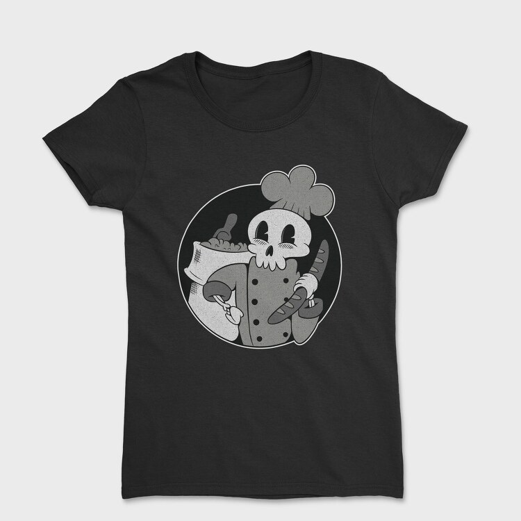 Skeleton Baker Retro Chef Cartoon, Tricou Femei
