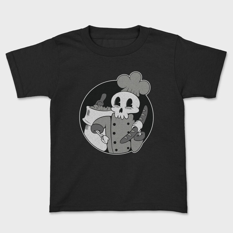 Skeleton Baker Retro Chef Cartoon, Tricou Copii
