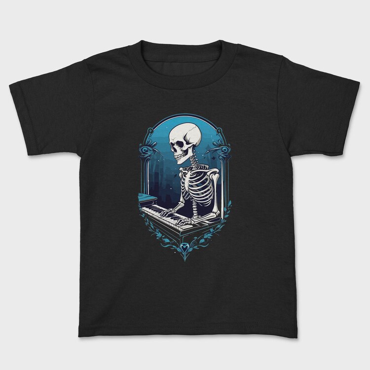 Skeleton Pianist Piano, Tricou Copii