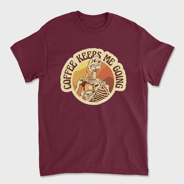 Skeleton With Coffee Retro Sunset, Tricou Barbati (Unisex)