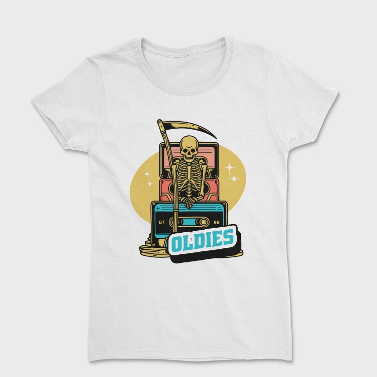 Skeleton With Oldies Cassettes, Tricou Femei