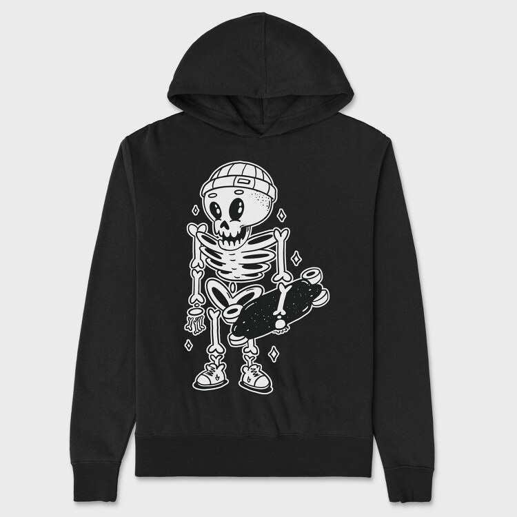 Skeleton With Skateboard Skate Skull, Hanorac Oversize Barbati (Unisex)