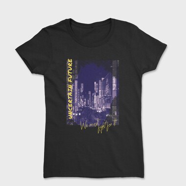Modern City At Night Photograph Grunge Picture Uncertain Future, Tricou Femei