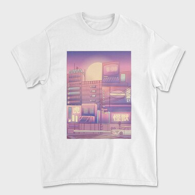 Monochromatic Vaporwave Japan City, Tricou Barbati (Unisex)