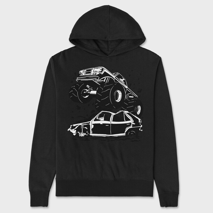 Monster Truck And Car, Hanorac Oversize Barbati (Unisex)