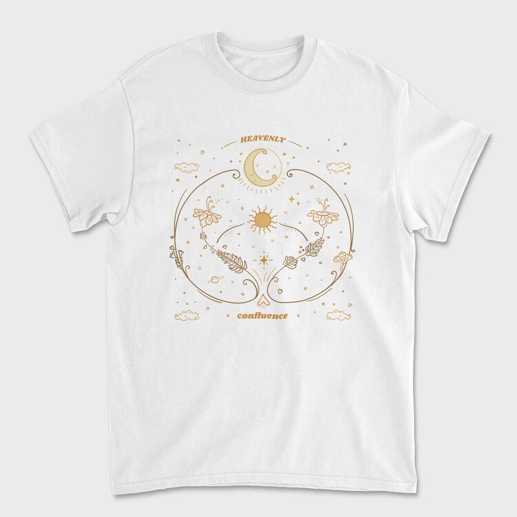Moon Circle And Wildflowers Stars Sun Planets Tote 10, Tricou Barbati (Unisex)