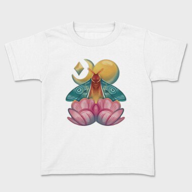 Moth Insect With Lunar Flowers, Tricou Copii