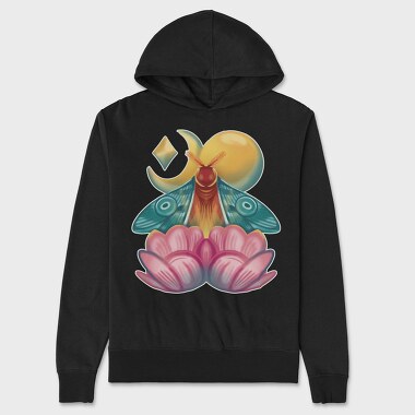 Moth Insect With Lunar Flowers, Hanorac Oversize Barbati (Unisex)