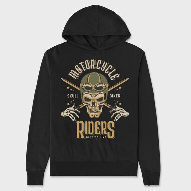 Skull Biker 04, Hanorac Oversize Barbati (Unisex)
