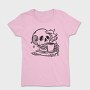 Skull Drinking Coffee Skeleton, Tricou Femei