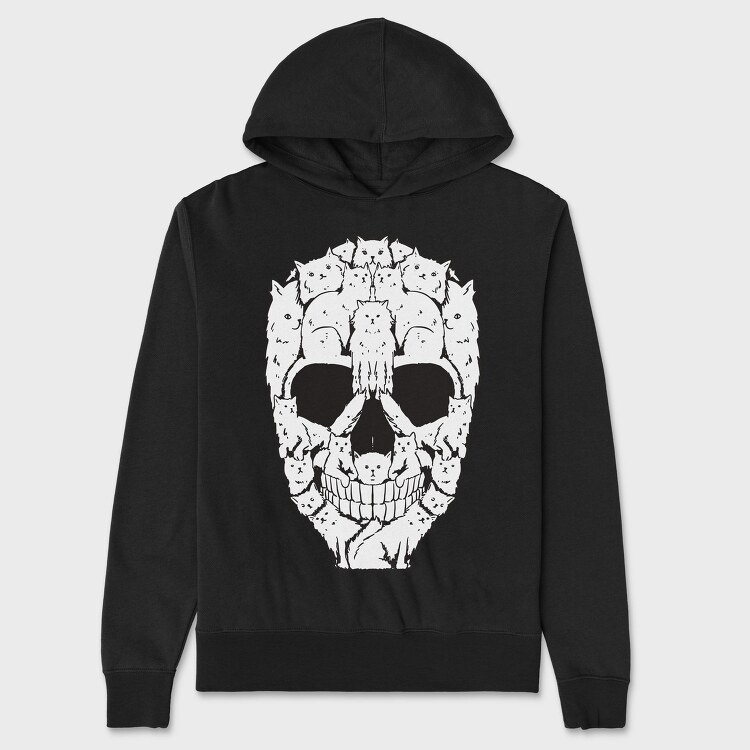 Skull Made Of Cat Animals, Hanorac Oversize Barbati (Unisex)