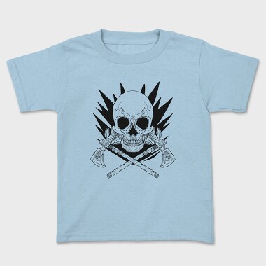 Skull With Axe Weapons Axes, Tricou Copii