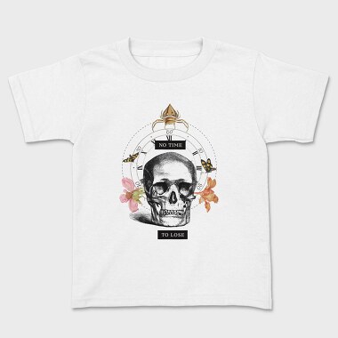 Skull With Clock And Insects Vintage Time, Tricou Copii