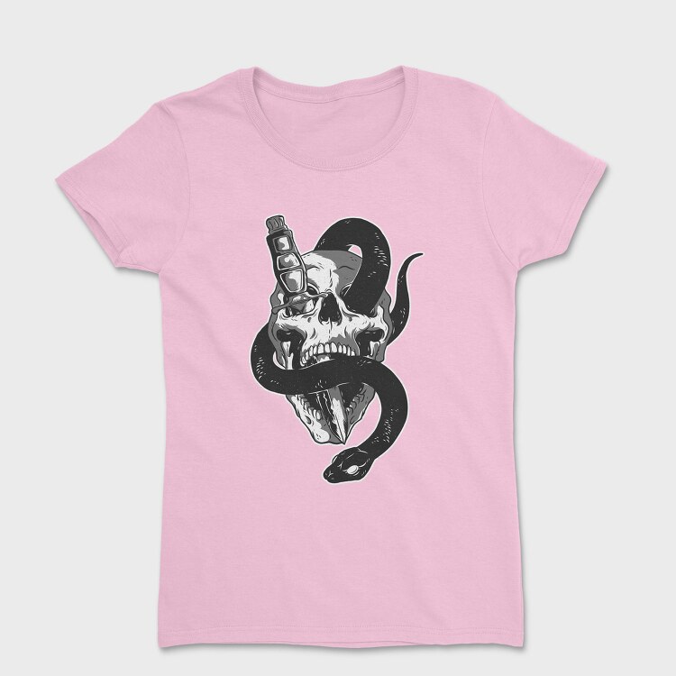 Skull With Snake Knife 01, Tricou Femei