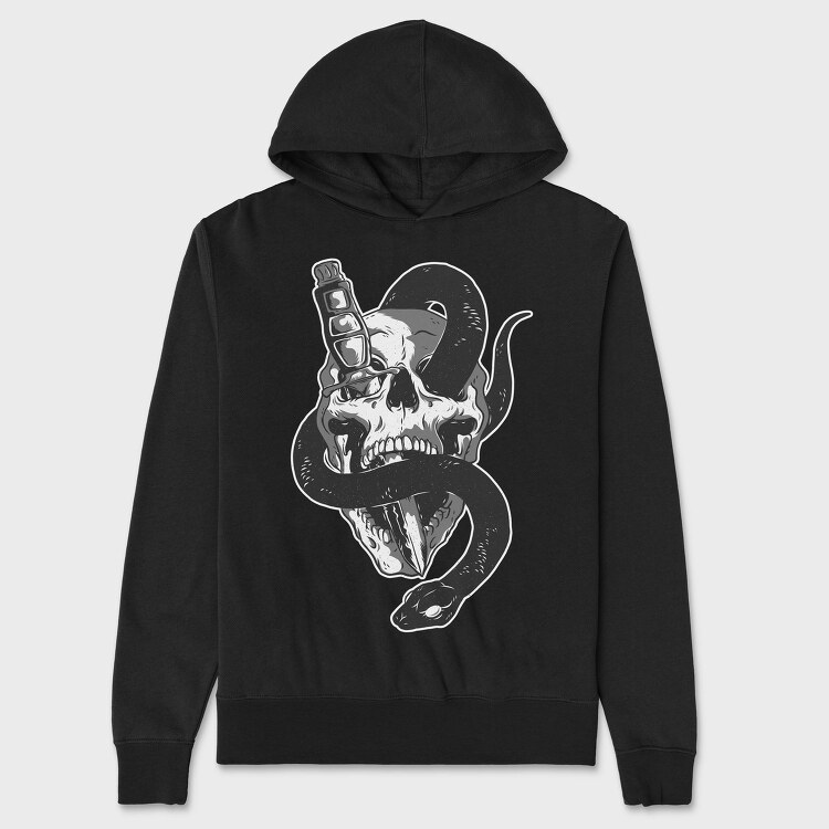 Skull With Snake Knife 01, Hanorac Oversize Barbati (Unisex)