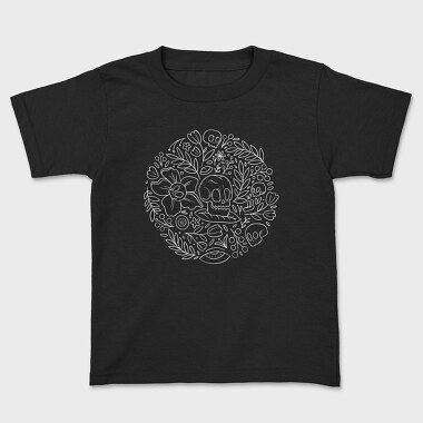 Skulls And Flowers Nature Round, Tricou Copii